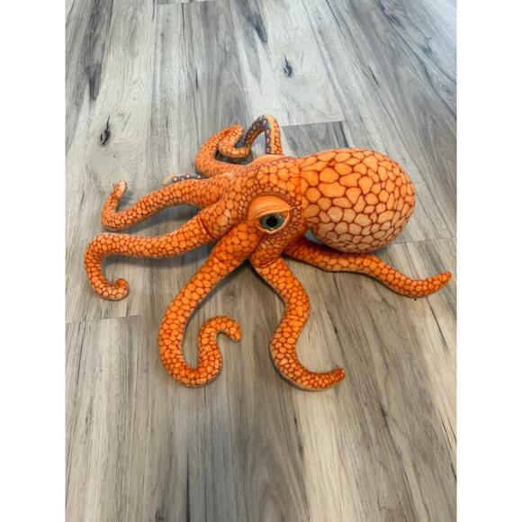 Tiger Tale Toys Plush Octopus Orange Blue Tentacles Realistic Stuffed Animal - Picture 5 of 6